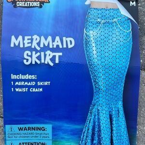 Oceanic Blue Mermaid Skirt with Chain Turqoise Slim dress up